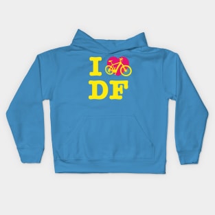 I Love Cycling DF Yellow Pink / Yo Amo andar en Bicicleta en el DF / Chilango Pride / Orgullo Chilango Graphic Kids Hoodie